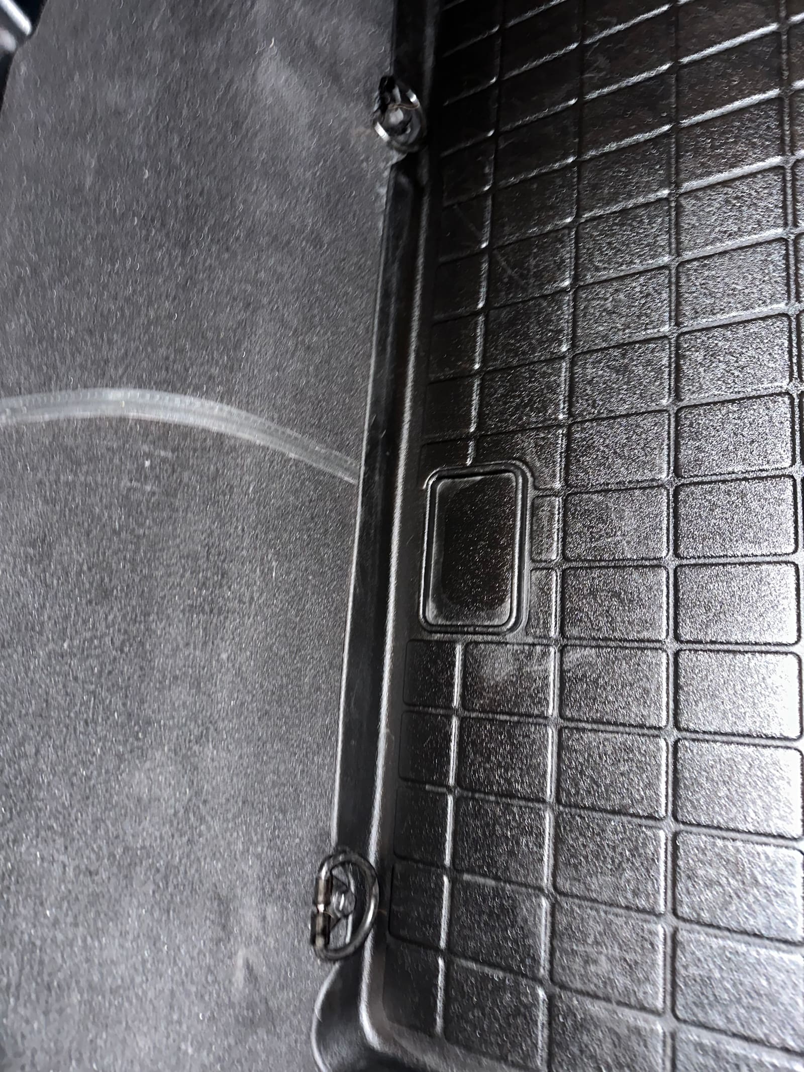 Cargo area after detailing, clean rubber liner